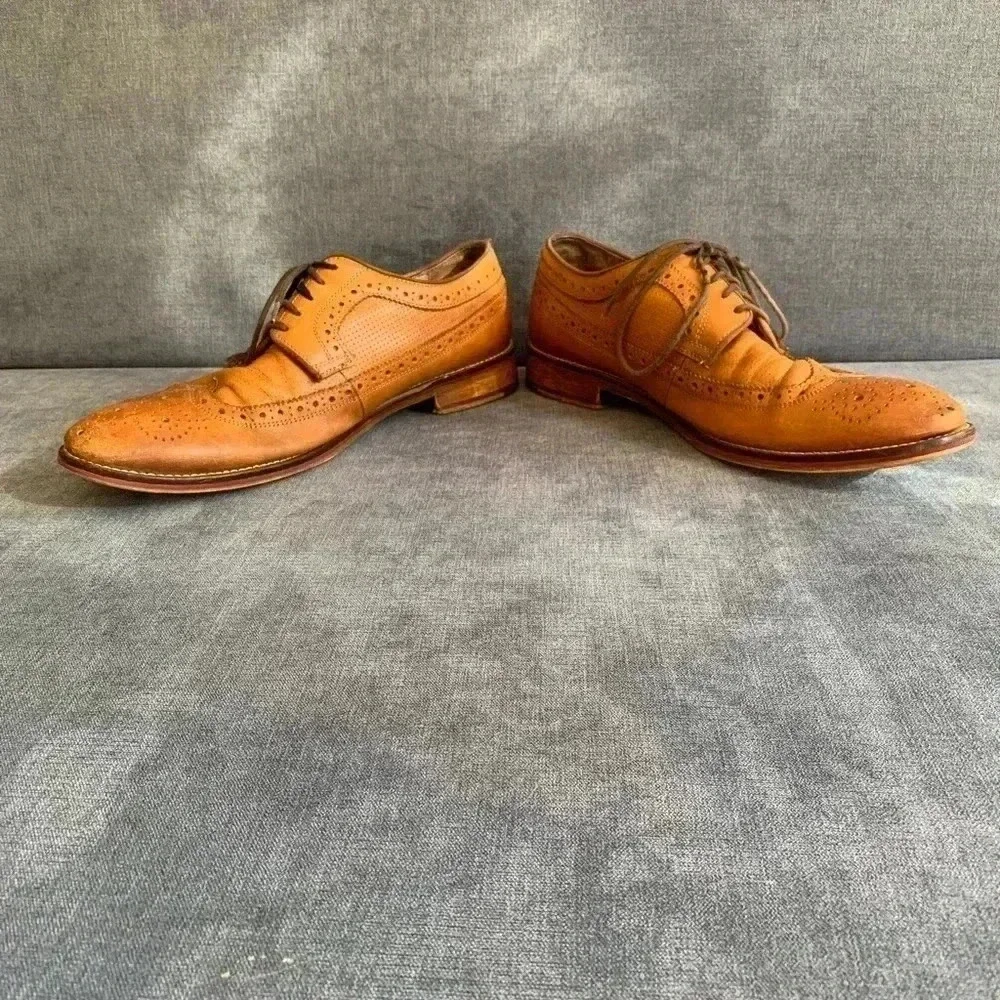 Men’s Johnston & Murphy Brown Leather Lace Up Cap Toe Oxford Dress Shoes Size 10